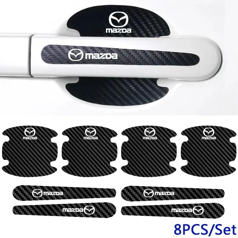 AAET1 8 Stück Auto Türgriff Schale Schutzaufkleber Kohlefaser für Mazda CX5 CX30 CX3 CX4 CX7 CX8 CX9 Mazda 3 5 6 RX7 RX8 MX5 Atenza A