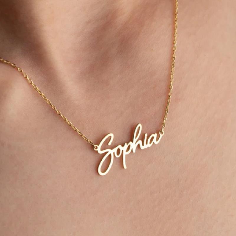 Custom Titanium Steel Letter Necklace - Personalized Clavicle Chain Pendant for Women