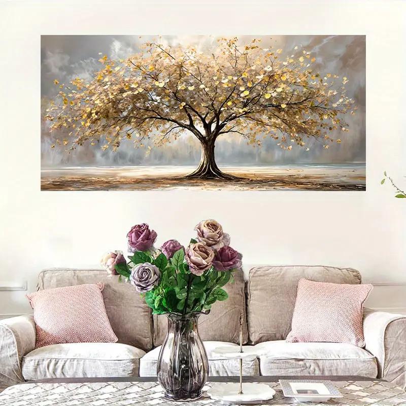 

Elegant Tree of Life with Golden Leaves Canvas Wall Art 20x40cm No Framed