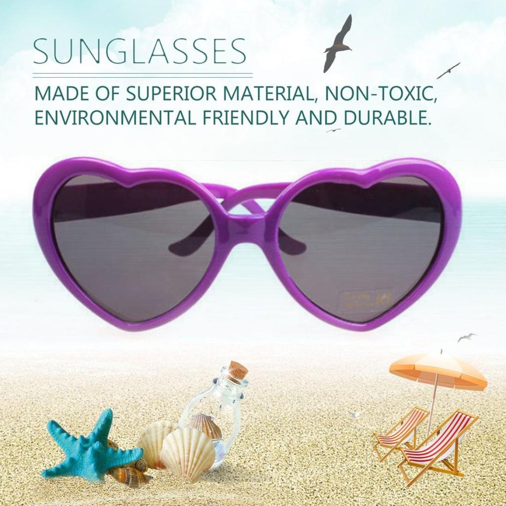 UV400 Mirror Lovely Candy-colored Glasses Heart Shape Party Childrens Kids Summer Unisex Sunglasses Handmade