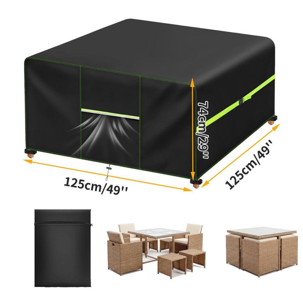 Garden Furniture Cover Waterproof Windproof Anti-UV Heavy Duty Rip Proof 111D Oxford Patio Table Chair Sofa Furniture Protector