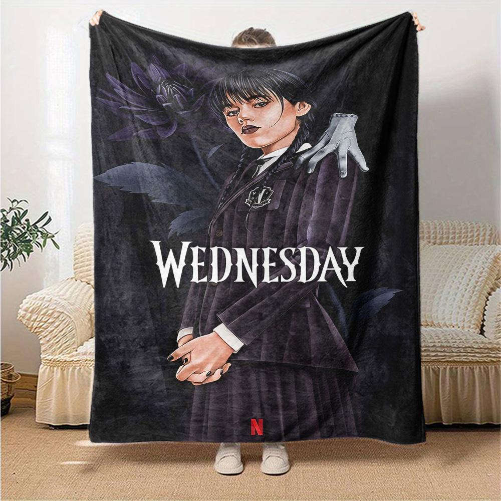 1pc Wednesday Addams Netflix Soft Warm Throw for Home, Office, Trave, All-Season Cozy Bedding Gift, Office Cozy Accessory 1169