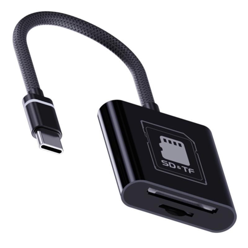 Type-C 2 in 1 Card Reader for TF/SD Cards Support Up to 2TB Compatible with Windows/MAC OS/Linux/Android