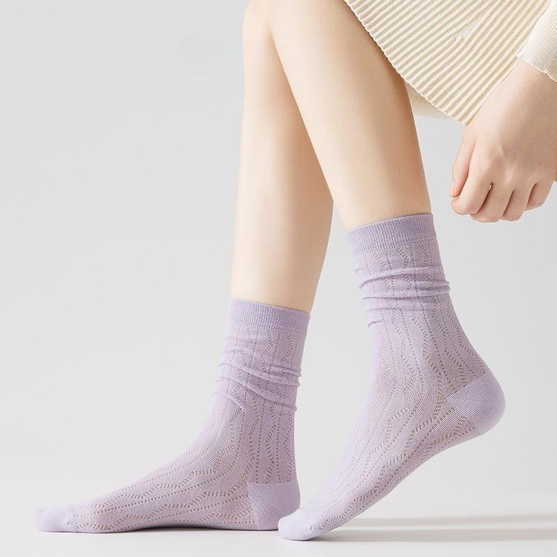 Einfarbige Sommer-Netz-Stulpen für Damen, Leichter Sommerstil, Wadenlang, Atmungsaktive Socken