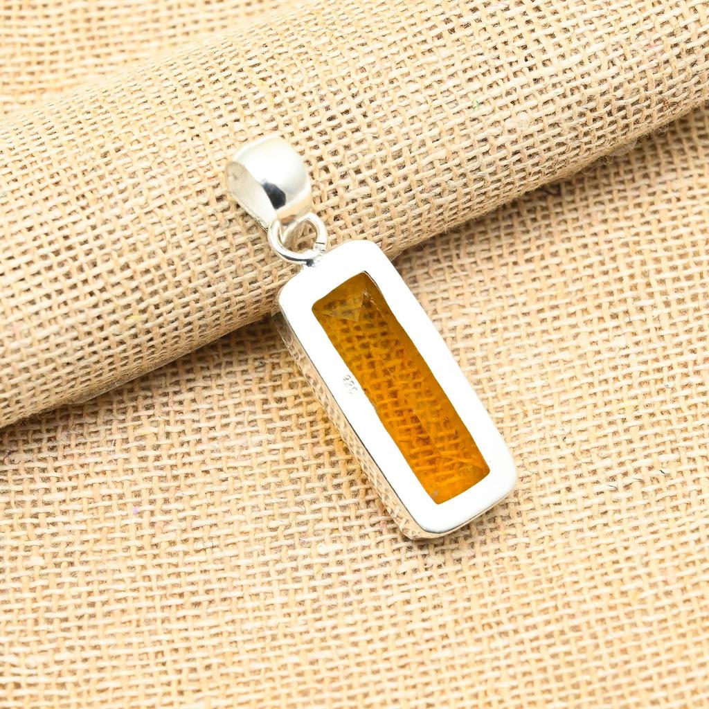 Increíble Gema Topacio Miel Hecho a Mano Plata de Ley Sólida 925 Joyería Colgante Para Mujer