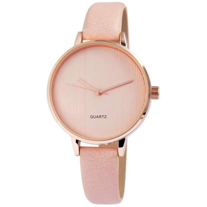 Montre bracelet - EXCELLANC - EX0170 - 38 mm - Quartz japonais PC21 - Bracelet simili cuir rose