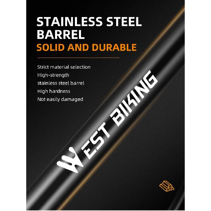 WEST BIKING Bicycle Pump 160PSI Road Mountain Bike Steel Air Pump with Gauge Presta Schrader Valve Tire Inflator Cycling Tools