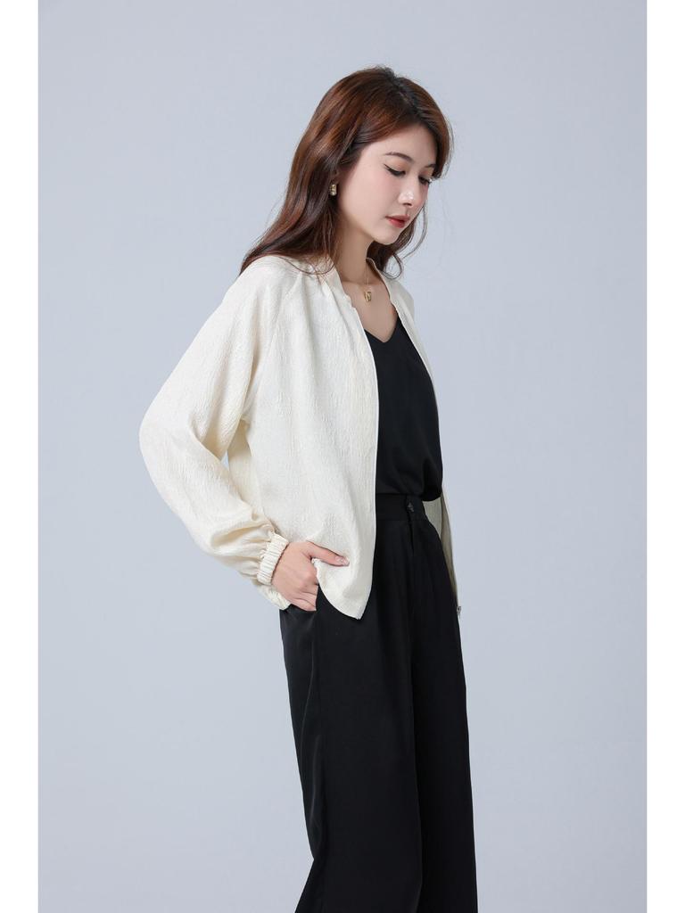 Mulberry Silk Women's Heavyweight Long Sleeve Baseball Jacket