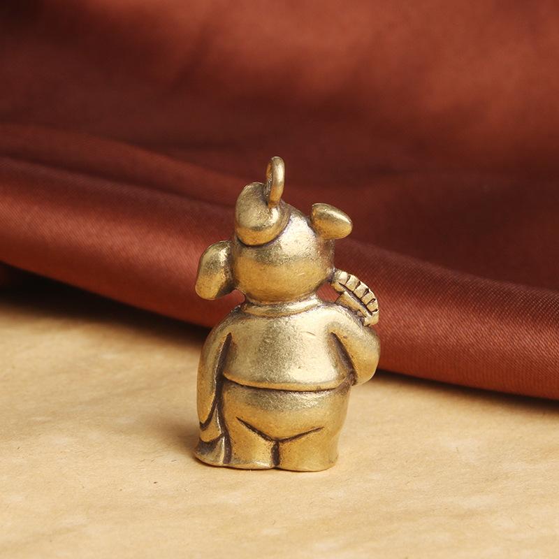 Brass Cartoon Pig Eight-Jie Keychain Pendant Tianpeng Marshal Second Brother Cute Pendant Small Copperware Wholesale