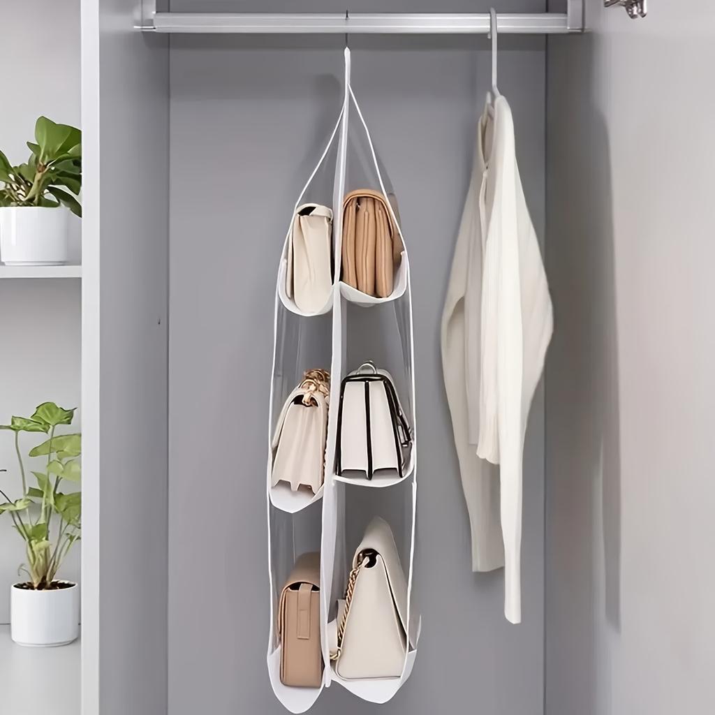 Mehrschichtiger Hängetaschen-Organizer, platzsparende Aufbewahrung im Kleiderschrank, staubdichter Handtaschenclip, praktisches Hängedesign für Damenmode-Accessoires