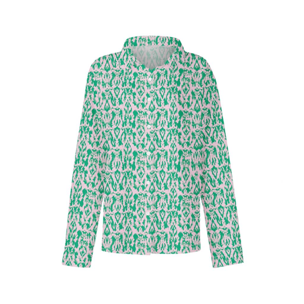 Women's Shirt With Floral Print Buttons, Long Sleeved Casual Regular Shirt Blouses Casual Plus Size Basic Tops