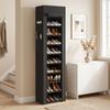 Metal Shoe Rack with Dustproof Fabric Cover, for up to 20 Pairs of Shoes, 45 x 30 x 175 cm, Black