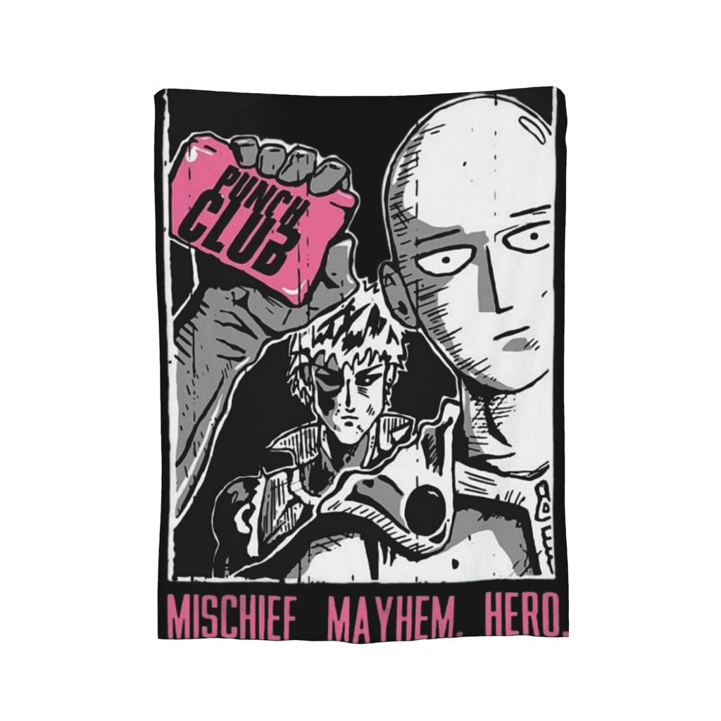 Anime One Punch Man Fleece Throw Blanket Saitama Cartoon Blankets for Home Office Lightweight Bedding Throws,