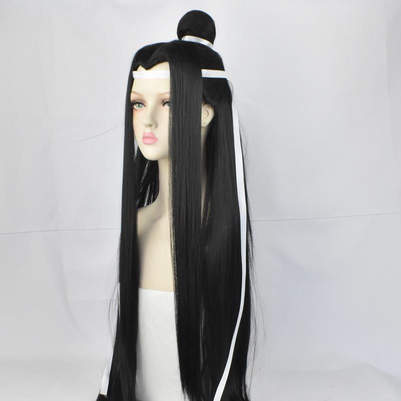 Peruca mágica cos, pico de beleza fantasia antiga cosplay cabelo preto longo liso