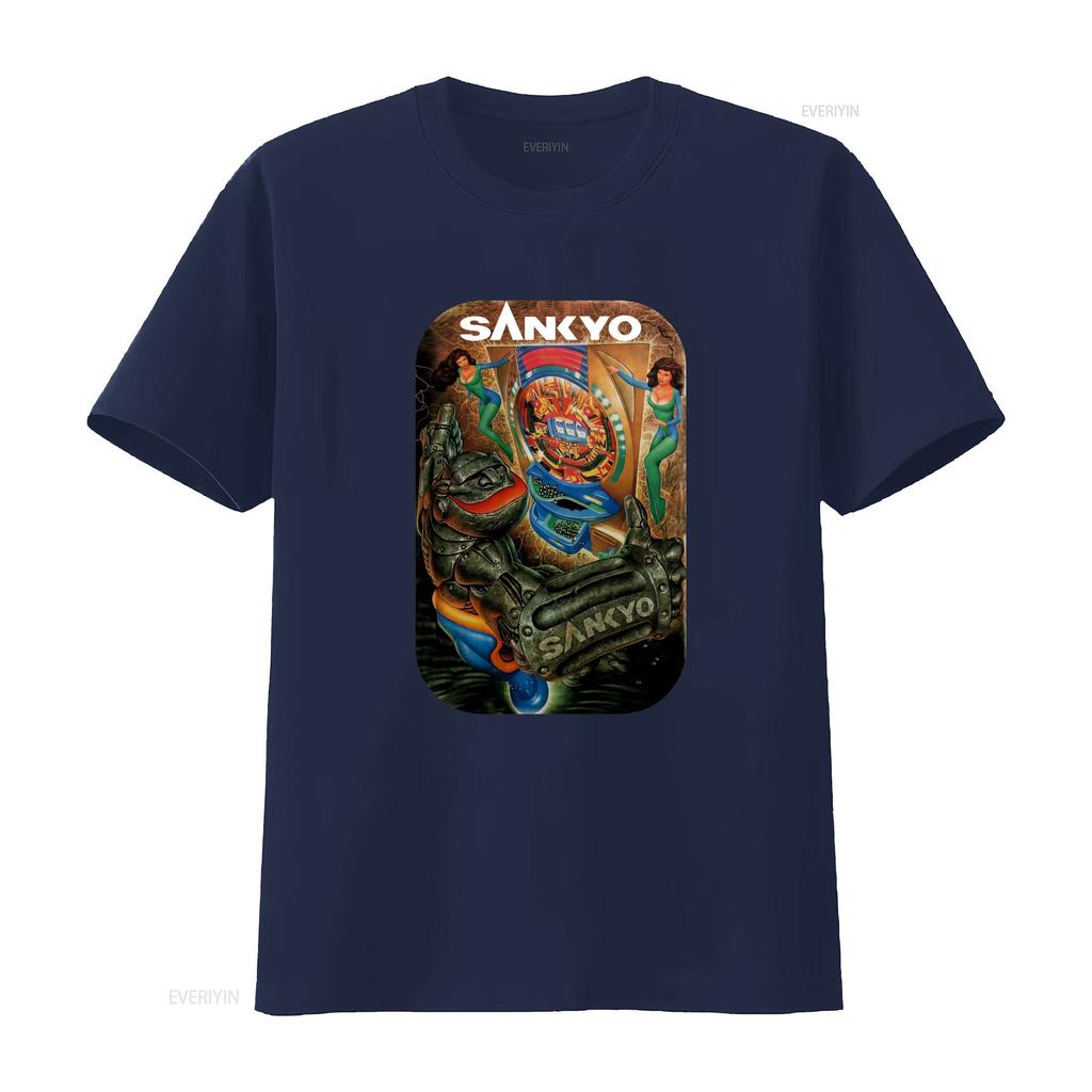 Retro Sankyo Pachinko Arcade T Shirt Vintage Style Large Size Unique Gaming Design Vintage Washed Streetwear Versatile Soft