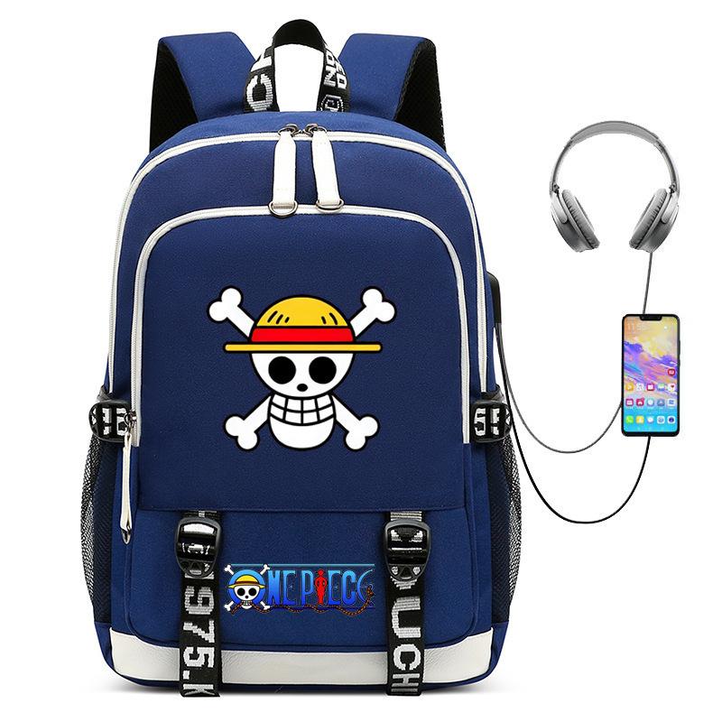 Riman ONE PIECE One Piece Peripheral Backpack, Youth Large-capacity Schoolbag USB Computer Bag