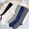 Women Stockings College Style Knitted Cotton Knee Socks JK School Girls Solid Color Black White Gray Long Socks Stockings Women