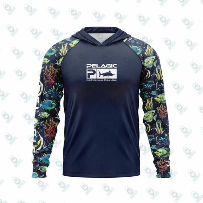 Dunkelblau UV-Schutz Langarm Angel-Kapuzenpullover