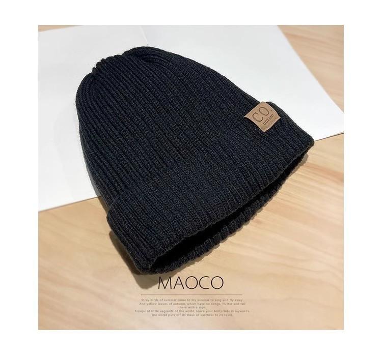 Fashionable Warm Knitted Hat Japanese Versatile With Velvet Ear Protection Hat