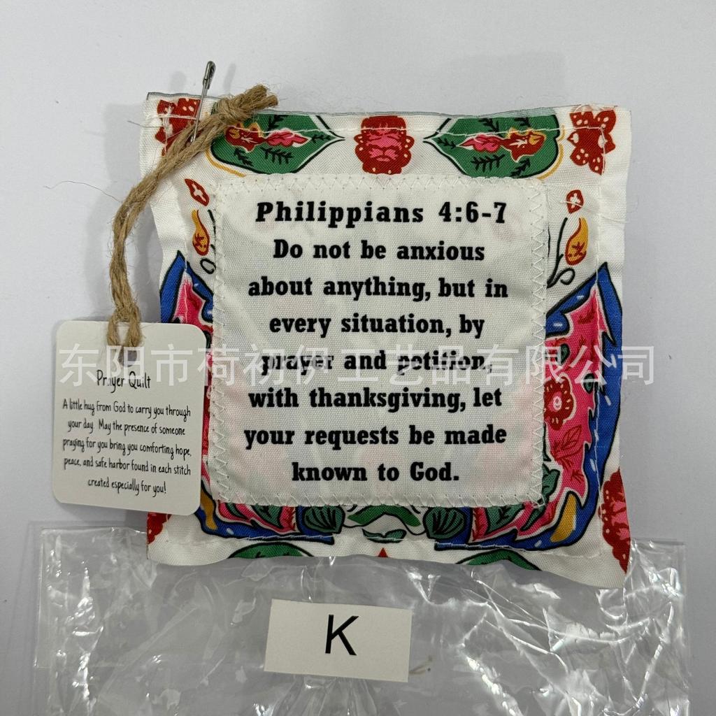 Nueva Bolsa de Tela Pequeña Creativa con Cruz y Palabras de Oración Colcha Colorida con Puntadas de Acolchado Colcha de Oración