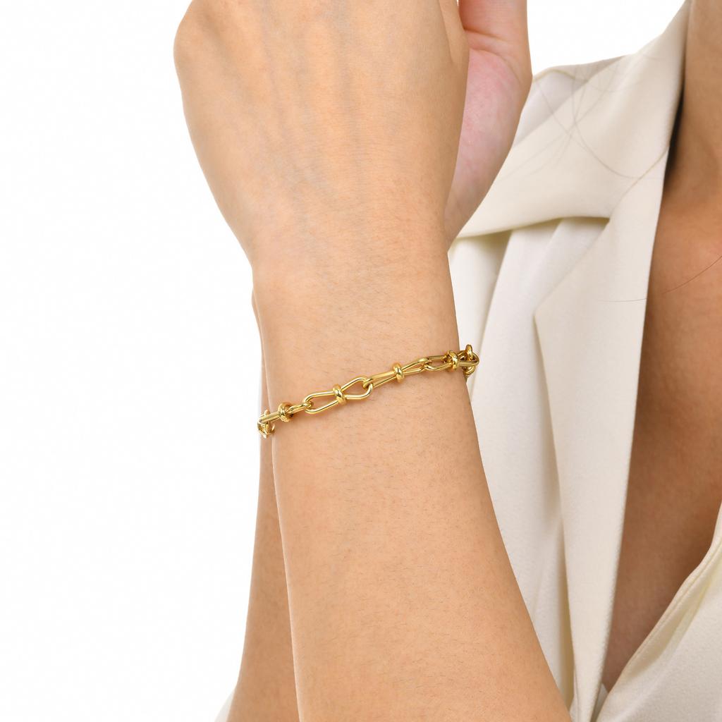 Stainless Steel Jewelry Fold Wear Colourfast Simple 18K Gold Color Horseshoe Buckle U Shape Luxury Bracelet For Woman Party