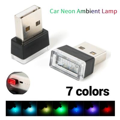 Mini USB LED luci notturne interni auto lampada per atmosfera decorazione automatica illuminazione ambientale lampadina al neon a LED 5V