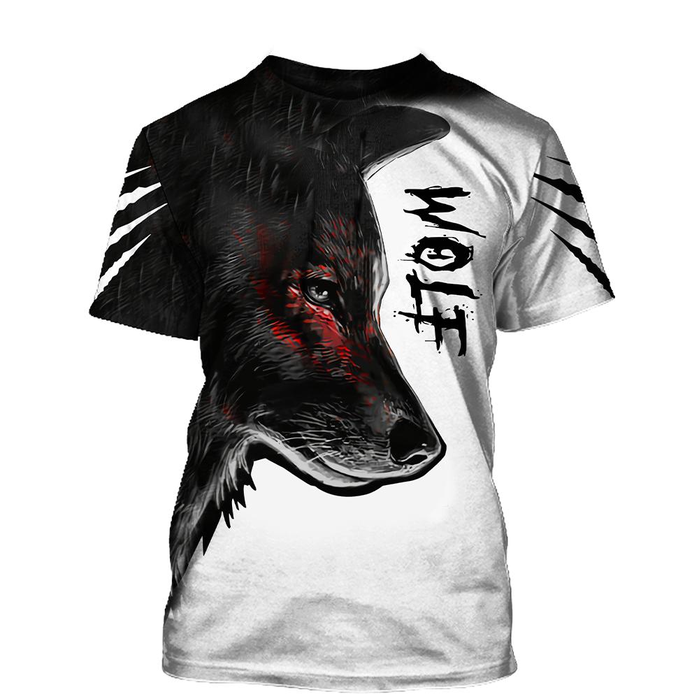 Fashion 3D Wolf Printed T Shirts Men 