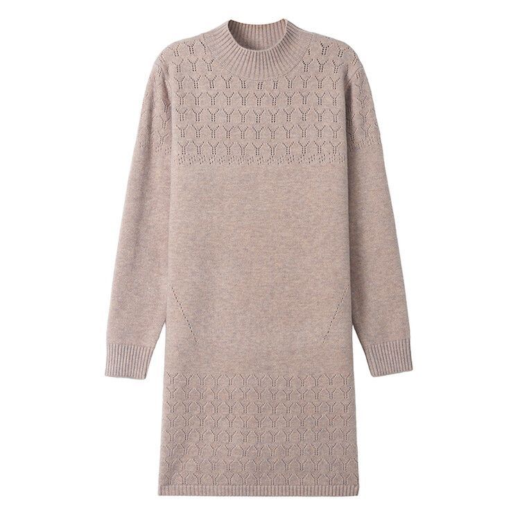Half Turtleneck Knitted Sweater Solid Color Casual Sweater Dress for Women Mid-length Pullover for Women Sweater Autumn and Winter Inner Knitwear