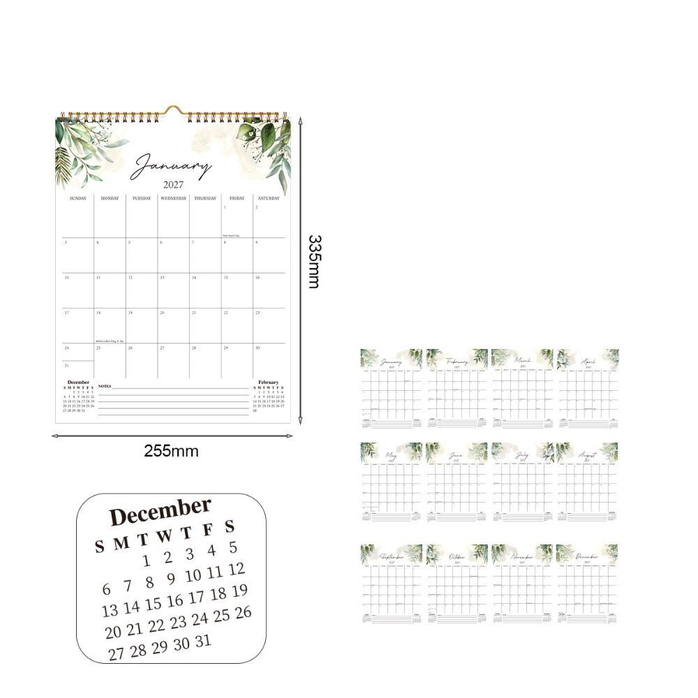 Oil Painting Style 2027 Flower Desk Calendar Foldable English Calendar Double-coil Calendar  Office