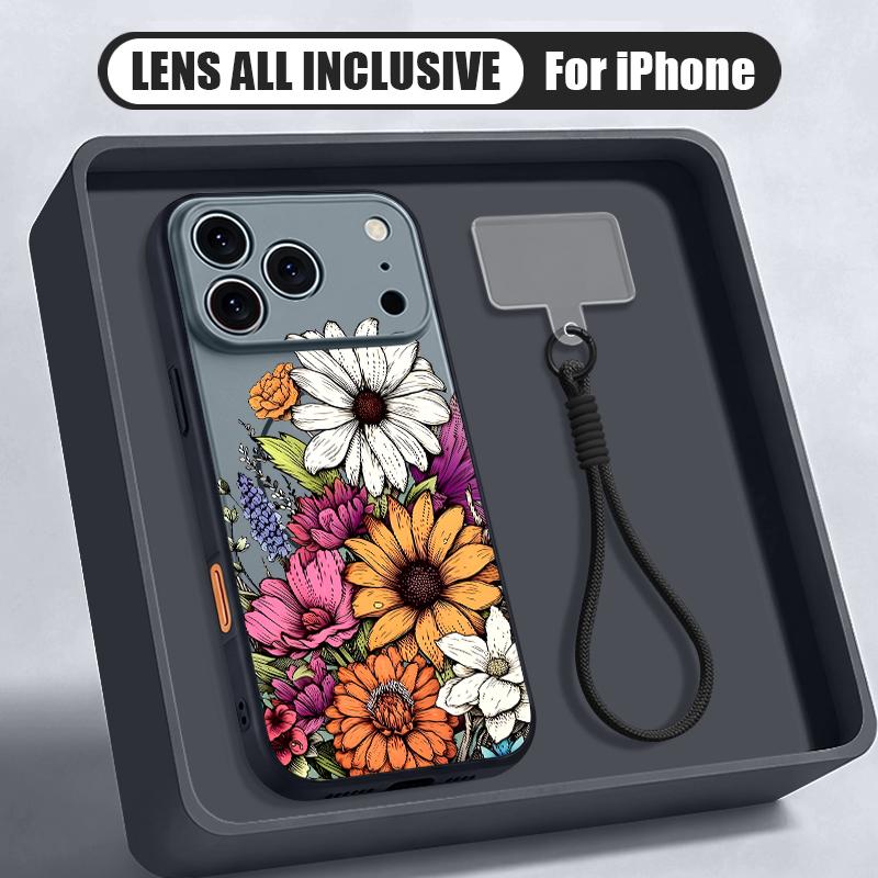 INS Sunflower Print Hand Strap Case For iPhone 17 Pro Max Hybrid TPU+PC Magnetic For Magsafe Matte Cover For iPhone 16 15 14 13 Pro Max