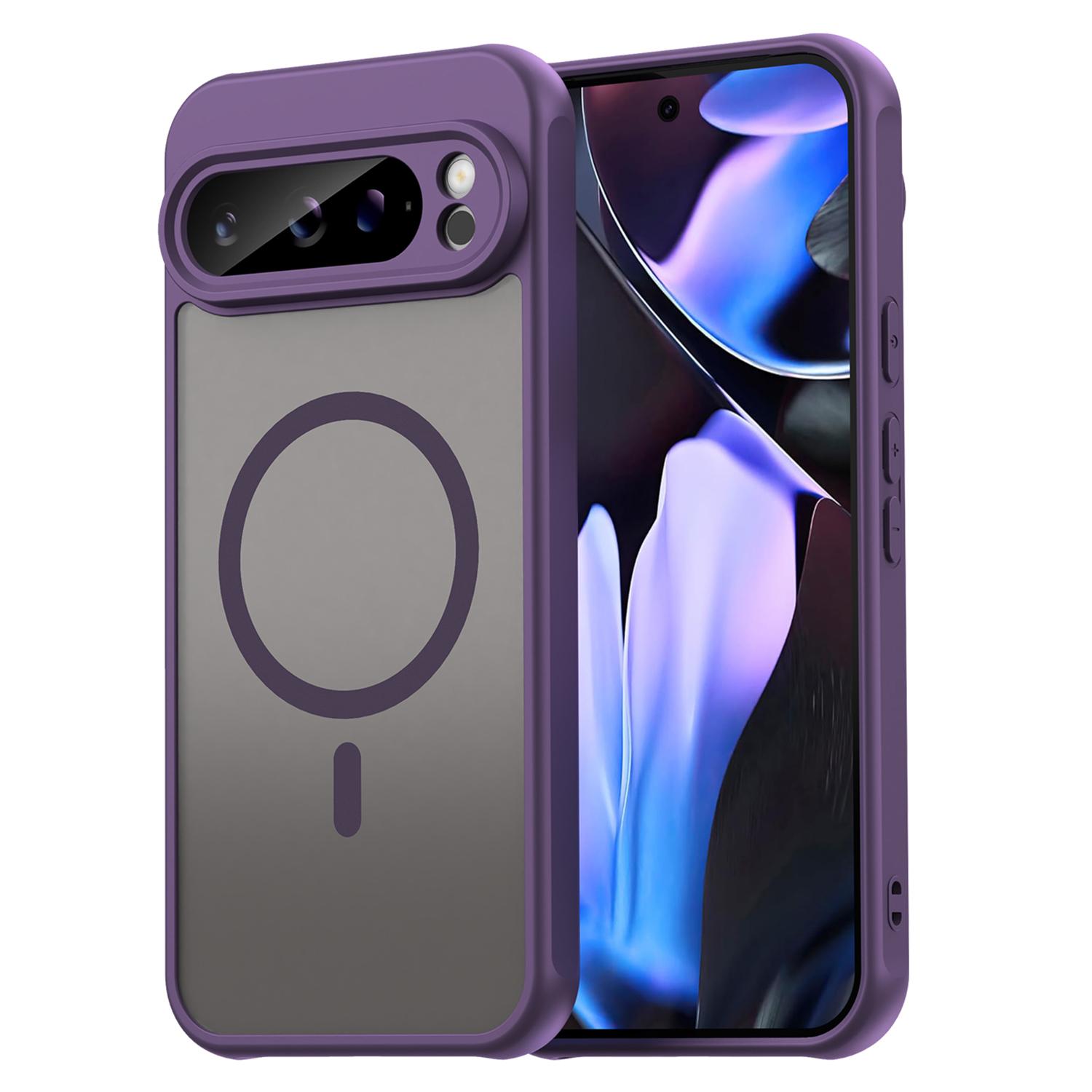 

For Google Pixel 9 Pro XL Case Compatible with MagSafe Anti Drop PC+TPU Phone Cover Purple