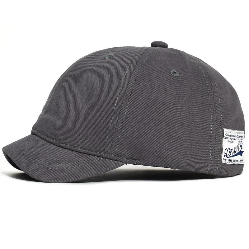 Japanese-style short-brim baseball cap, workwear style, American duckbill hat, unisex street casual sun hat Adjustable серый