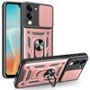 For vivo Y29s 5G/Y04 4G Case with Slide Camera Lid PC+TPU Kickstand Phone Cover