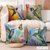 Good Quality Plant and Bird Cushion Cover Natural Linen Organic Fabric DoubleSided Printing Sofa Home Decor Gift Pillow Cover