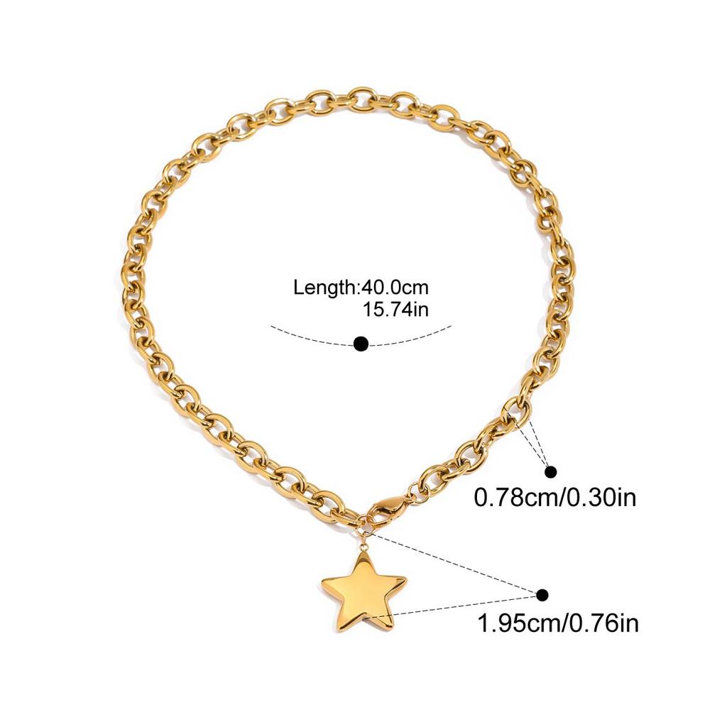 Yori Thin Chic Polished Five-pointed Star Pendant Necklace for Women Summer 2024 Waterproof Daily Jewelry Bijoux Gift