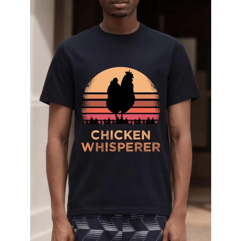 European sizes Men S Funny Chicken Farmer Graphic Tee - Humorous Farmer Quotes And Sunset Chicken Silhouette Design S чёрный