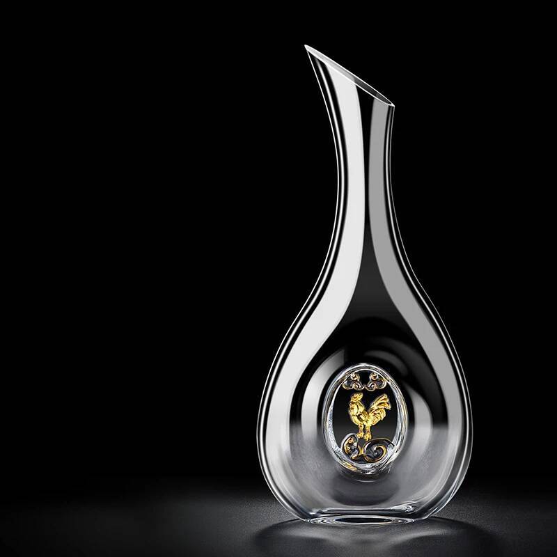 1000ml Clear Chinese Zodiac Decanter Crystal Wineware Glassware Upscale 24K Gold Cattle Horse Wine Dispenser Separator Wholesale