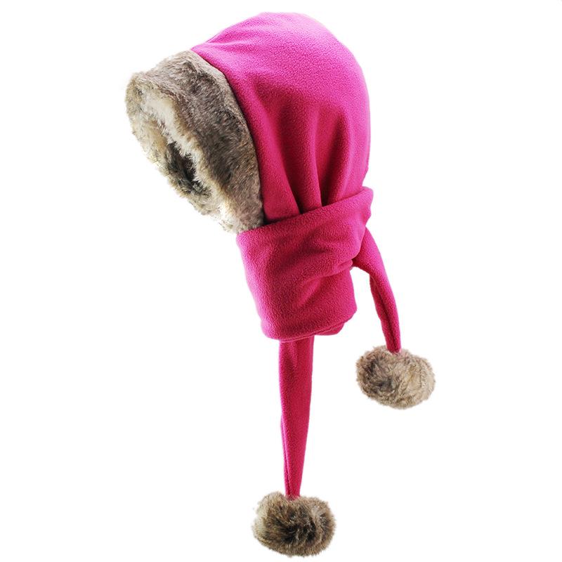 Parent-child Double Ball Cap Thickened Fleece Warm Hat Scarf Integrated Large Fur Collar Winter Hat Outdoor Little Red Riding Hood
