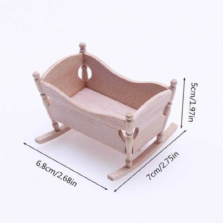 1:12 Dollhouse Wooden Baby Cardle DIY Miniature Dollhouse Furniture Accessories