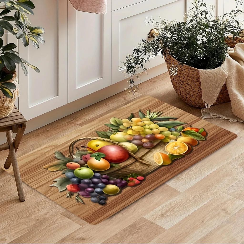 Realistic Fruit Combination Kitchen Long Runner Rug Vibrant Pastoral Style Decor Non Slip Soft Mat Home Decoration Welcome Mat