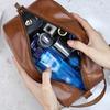 Herren-Kulturtasche aus Leder für Reisen und Geschäftsreisen, tragbare Kosmetiktasche mit großer Kapazität und mehreren Taschen, handliche Kulturtasche aus Leder