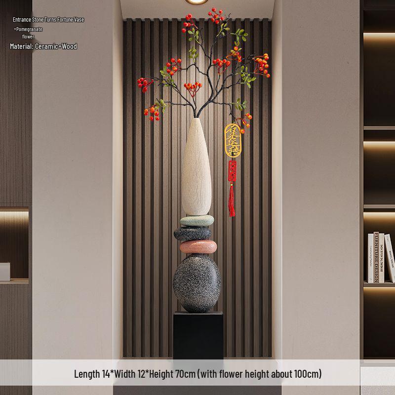 Slender Vertical Ceramic Vase Ornament for Living Room or Foyer