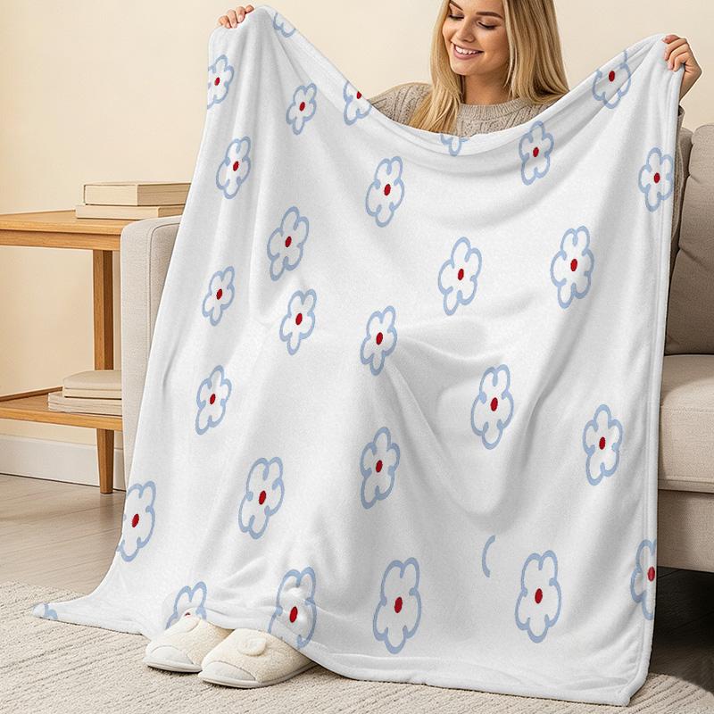Lightweight Soft Flannel Throw Blanket – Warm Floral Cozy Blanket for Home Use, Christmas & Halloween Themed, Non-stuffy, Comfy for Daily Relax