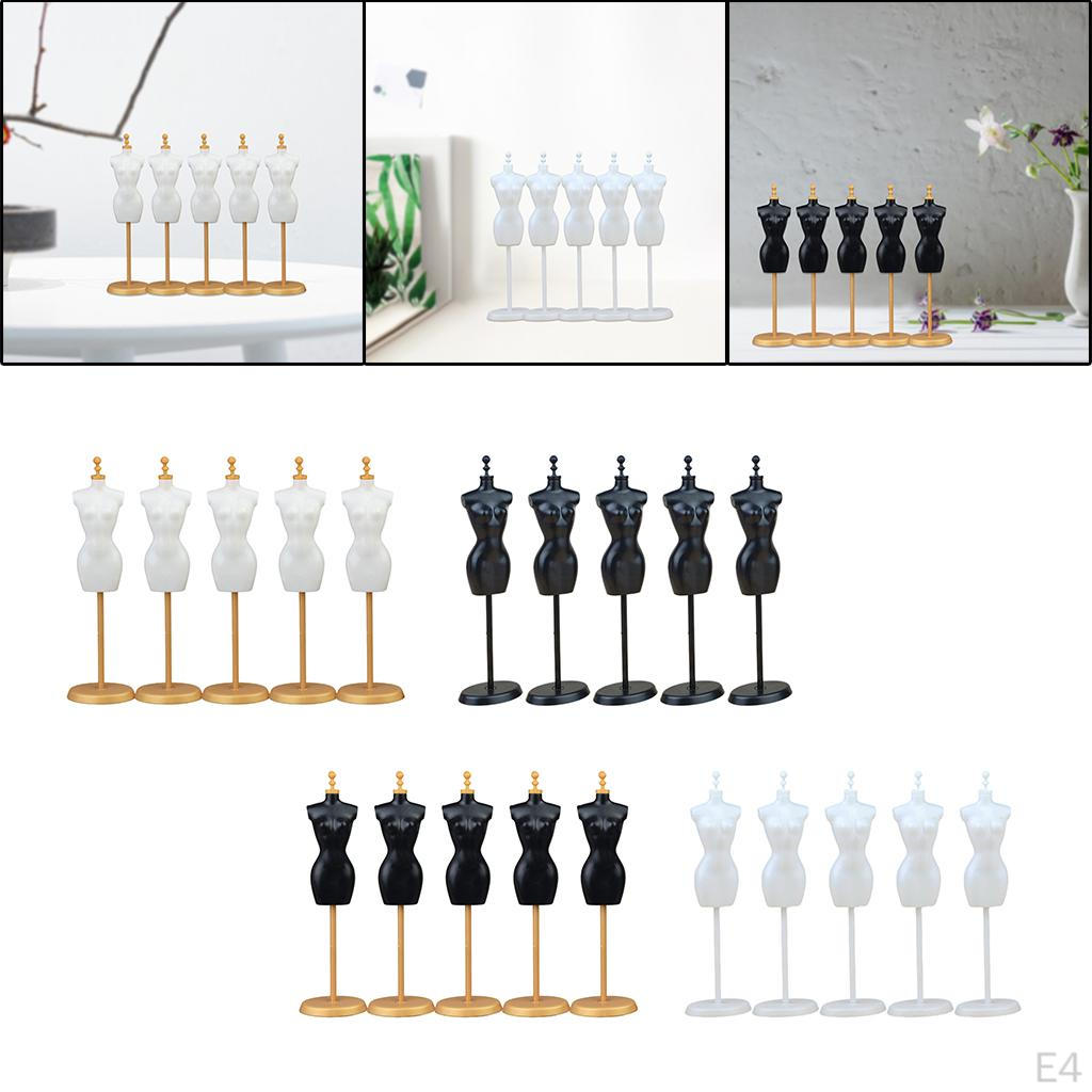 5Pcs Doll Clothes Dress Form Mannequin Mini Holder Stand Support 27.5cm