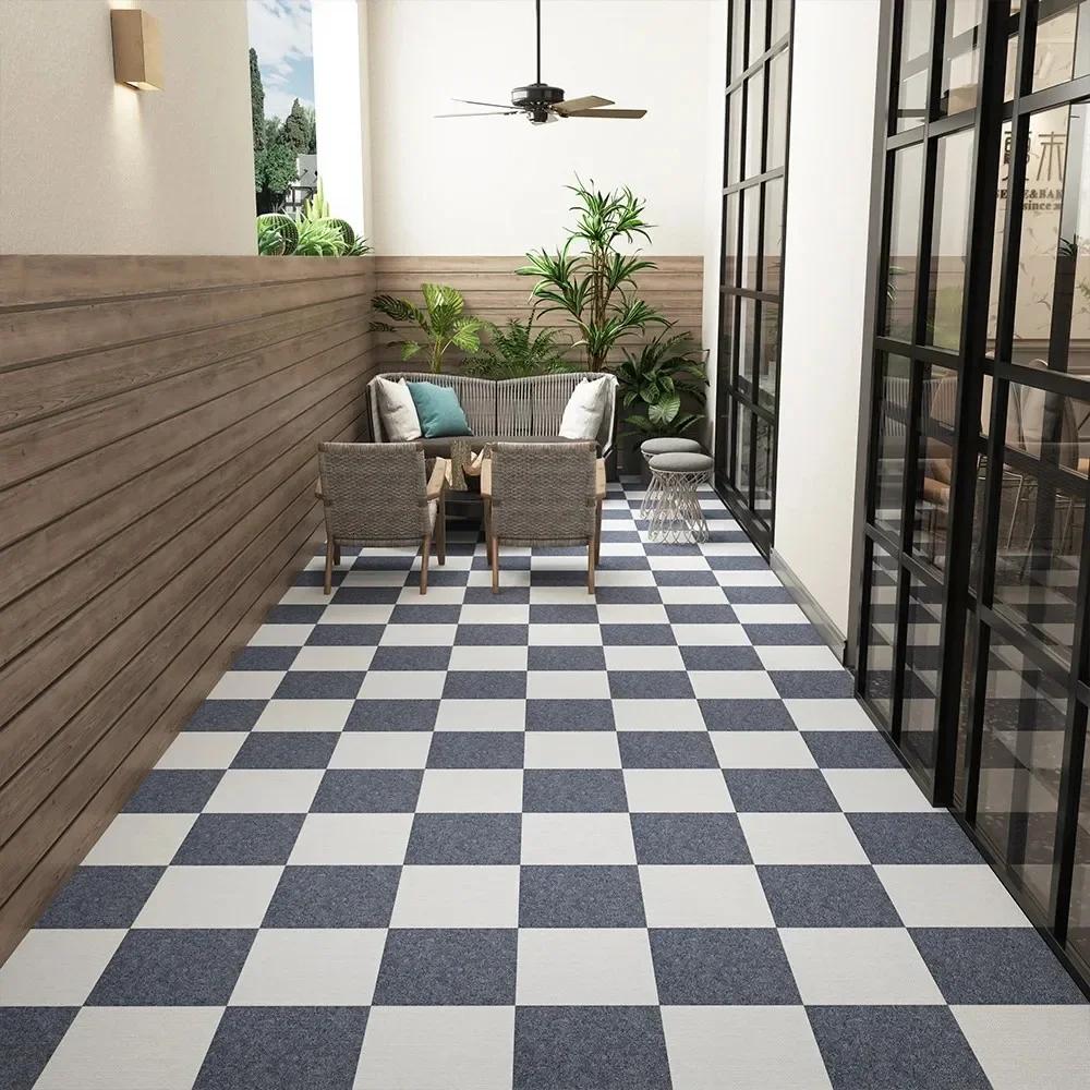 Self Adhesive Floor Carpet Stickers Square Rugs Peel and Stick Mat DIY Flooring for Kitchen Dining Room Bedroom Home Decor 30cm