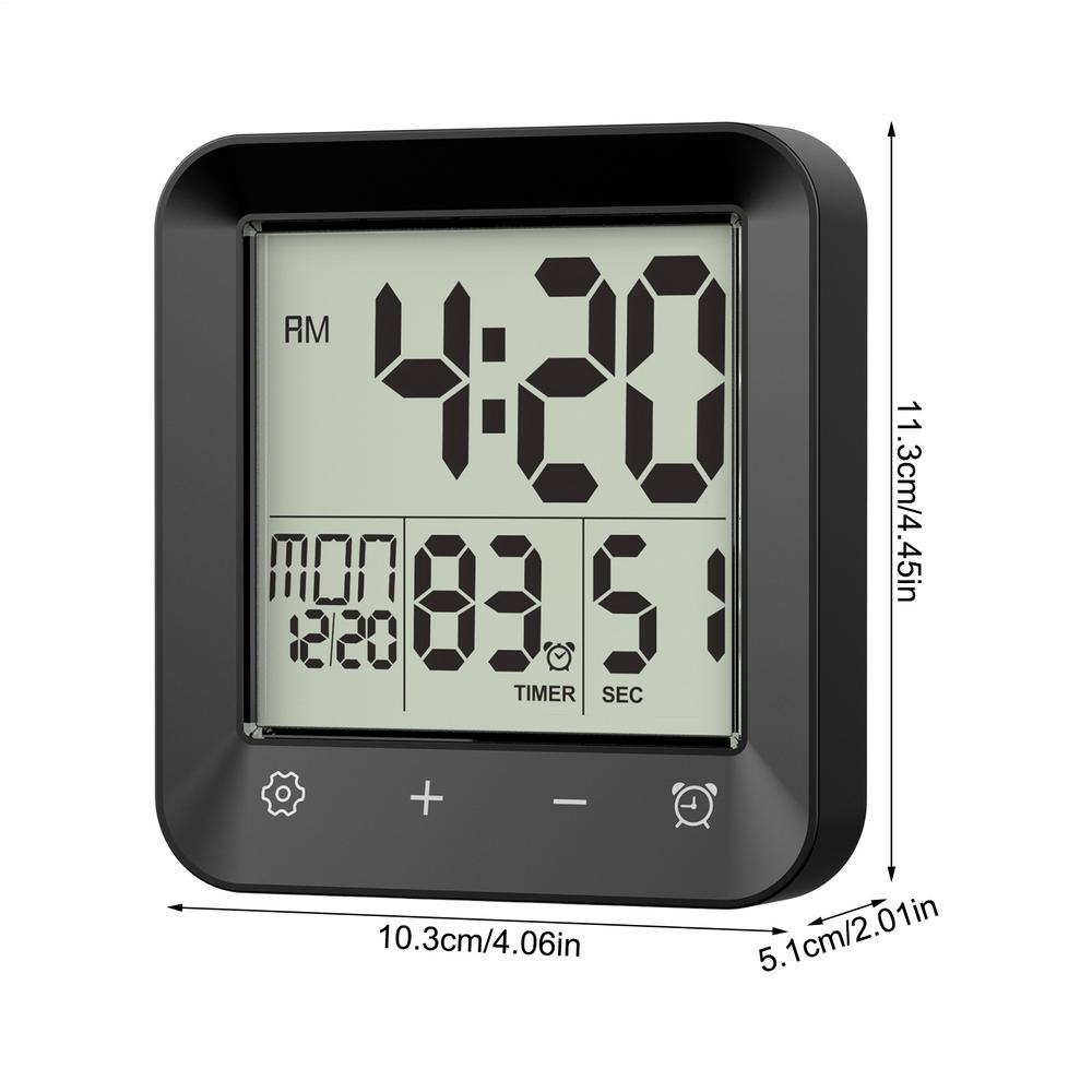 

Bathroom Waterproof Shower Timer 12/24-hour Time Clock Date Week Digital Temperature Display LCD Display Screen Shower Clock чорний