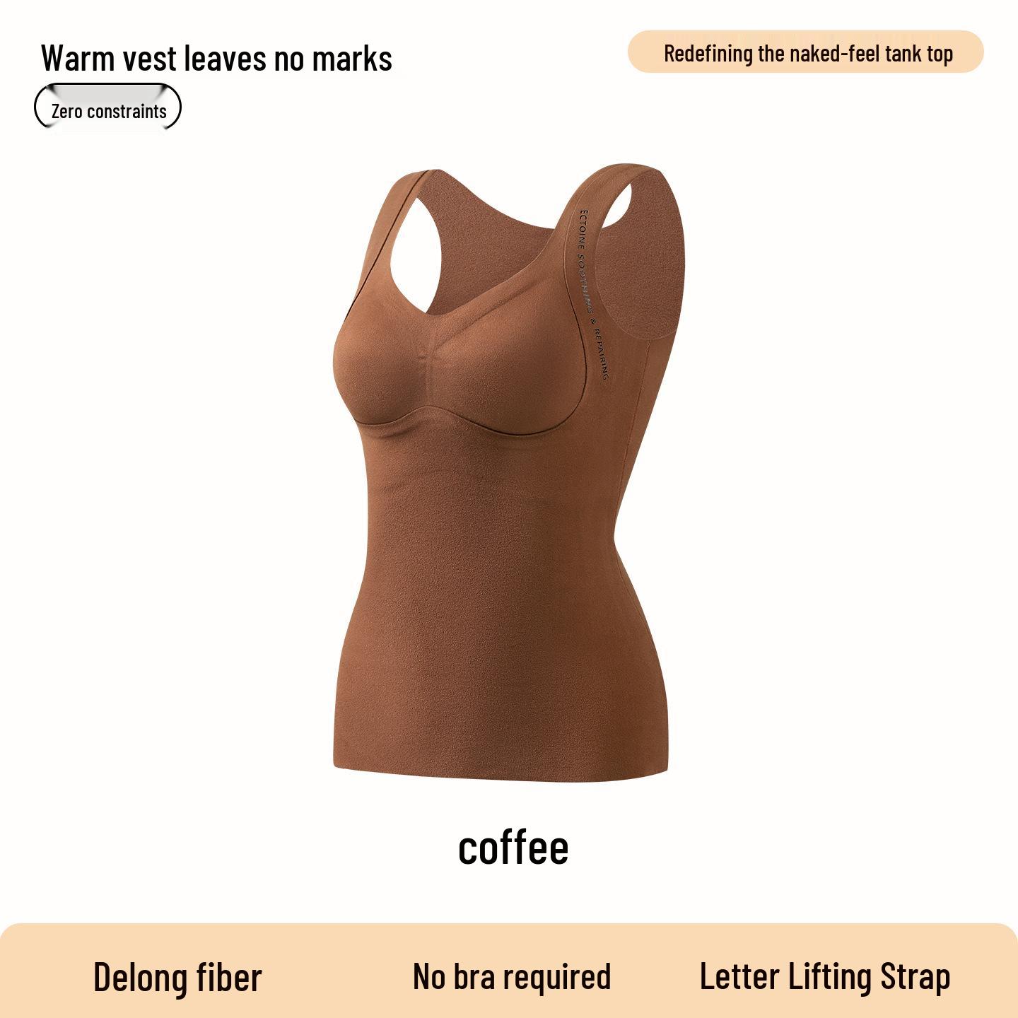 

Теплый бесшовный жилет со встроенными чашками для бюстгальтера: Уютный осенне-зимний базовый слой, легкий, облегающий и удобный для ношения как в помещении, так и на улице. XL (120-140)