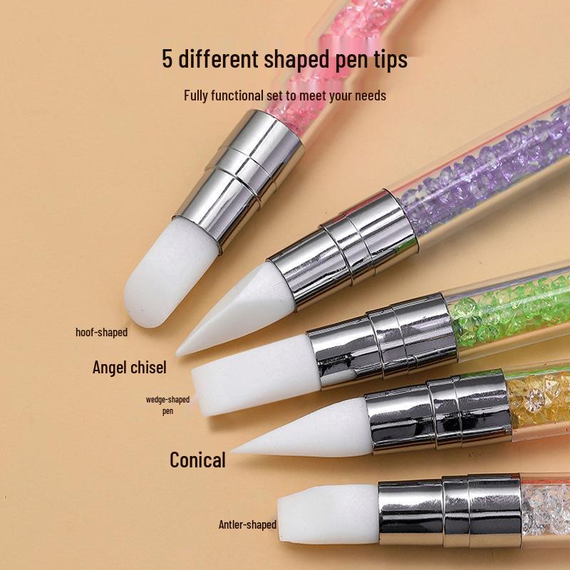 Double-Headed Silicone Diamond Nail Art Pen with Drill and Press Tool