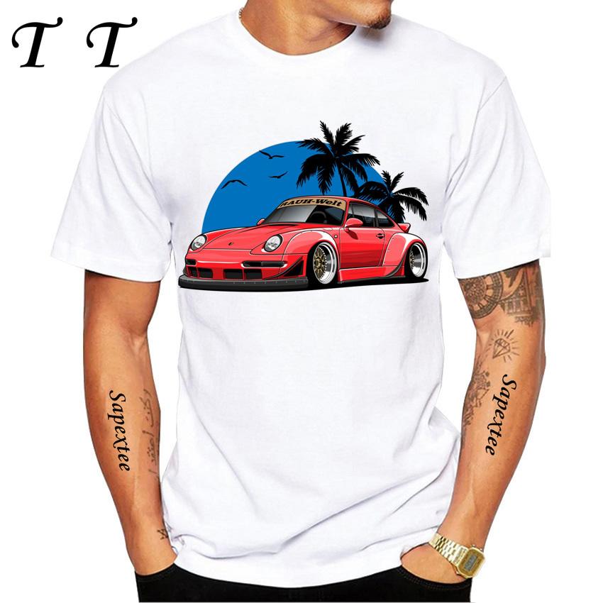 New Summer Men Short Sleeve RWB 997 Manga Style It All Starts With A Dream Car Classic T-Shirt Hip Hop Boy White Casual Tees