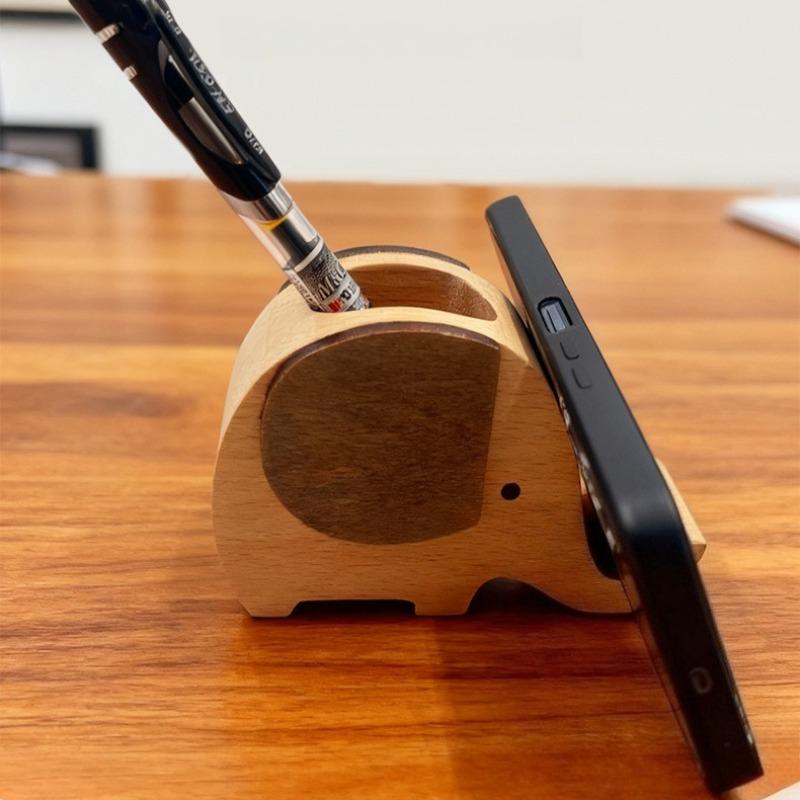 1 Stück Holzhandwerk Kreativer Elefant Stifthalter Studien-Organizer-Box Schreibtisch-Dekoration Abschlussgeschenk für Freunde & Klassenkameraden